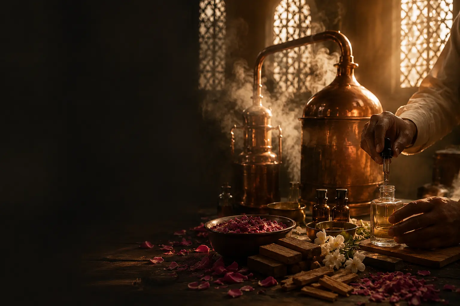Traditional copper perfume stills in Kannauj